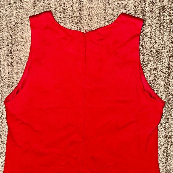 Aqua Women's Sleeveless A-Line Ruffle Bottom Dress in Red Size Large - Picture 10 of 10
